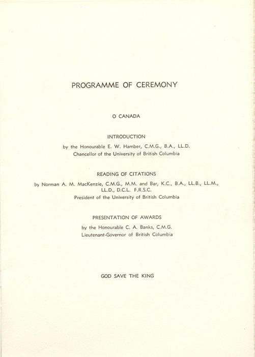 Investiture Program, page 2.