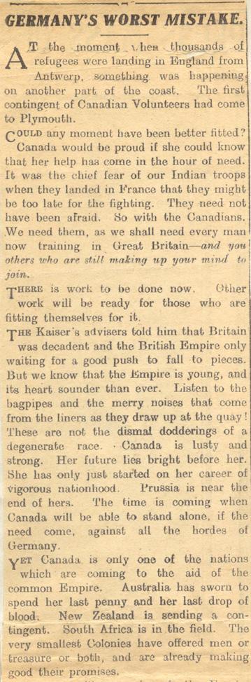 The Following 2 Newspaper Clippings
Are commenting on the arrival
of the Canadian Troops in England 
And more...